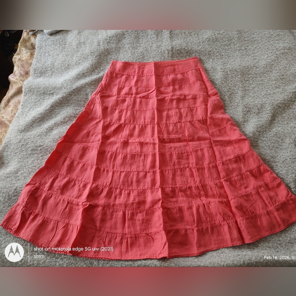 Talbots Vibrant Pink A-Line Skirt Linen 10